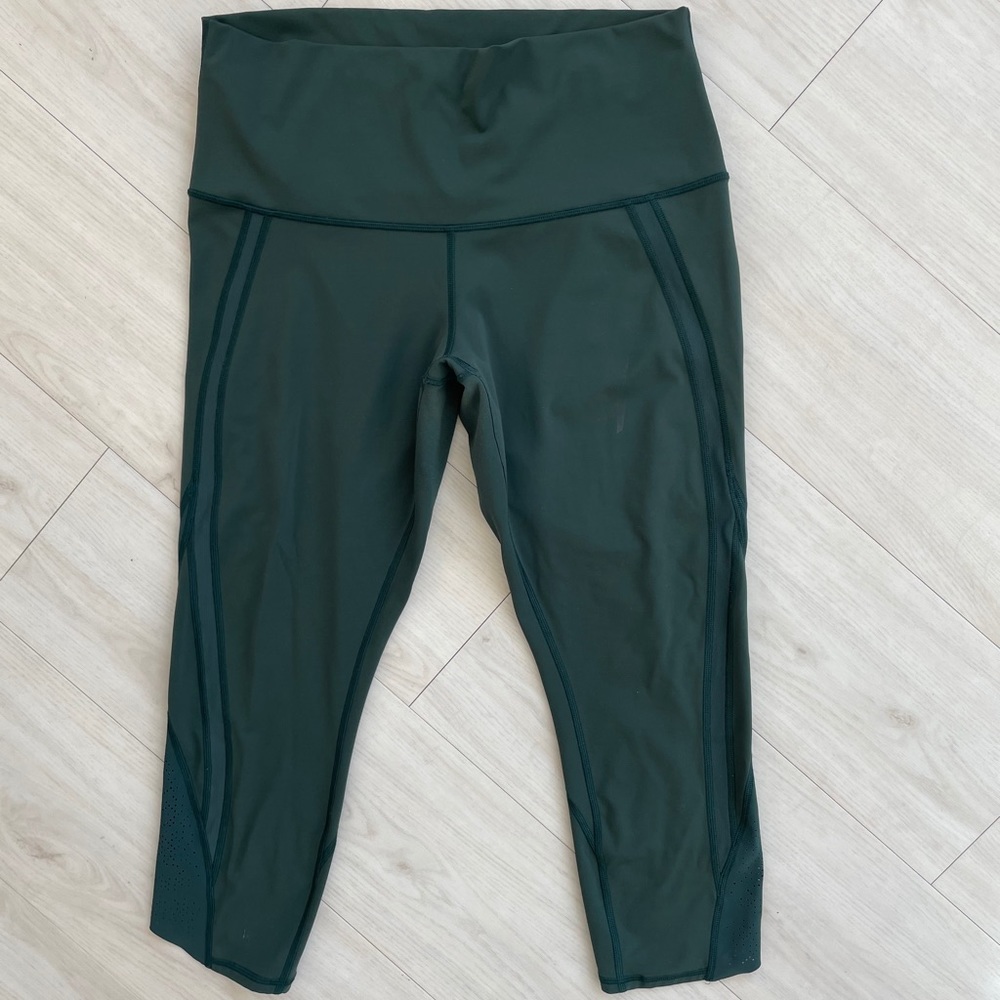 Lululemon crop leggings cutout dark green 12